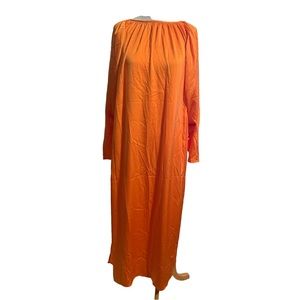 Orange Long Sleeve Maxi Dress - Women